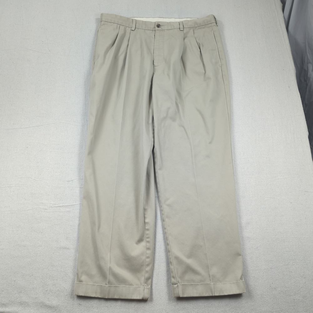 Brooks Brothers Pants Mens 38x30 Khaki Brown Pleated Cuffed